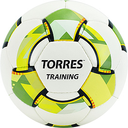 СЦ*Мяч футб. TORRES Training, F320055, р.5, 32 пан. PU, 4 подкл. слоя, руч. сшивка, бело-зел-сер